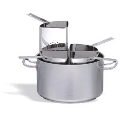 CASSERUOLA IN ACCIAIO INOX COMPLETA DI 4 COLAPASTA Ø35CM