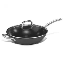 WOK IN FERRO ANTIADERENTE CON COPERCHIO IN VETRO Ø32CM